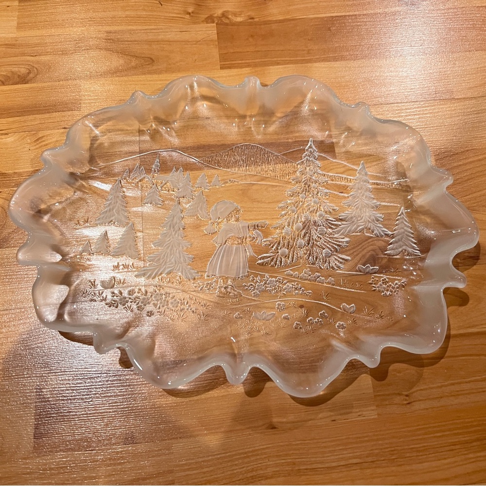 Mikasa vintage frosted plate Christmas Story oval serving platter 17”x12”